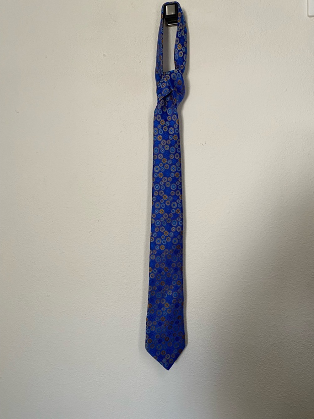 Ted Baker London 100% Silk Blue Gold Neck Tie Kaleidoscope Giraffe Geometric
